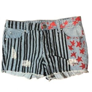 Birds of Prey Harley Quinn DC Denim Stars and Stripes Shorts Size Small